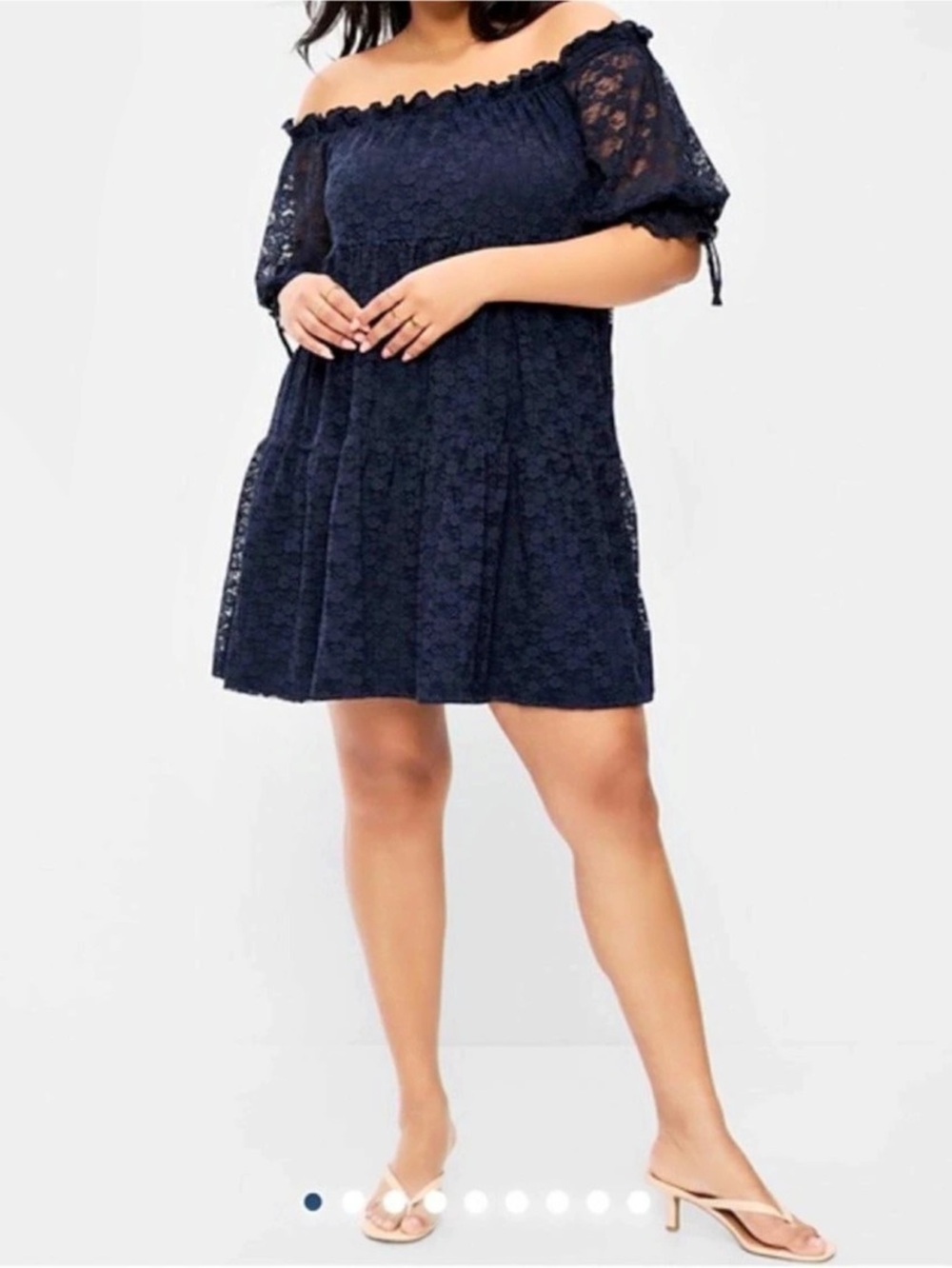 Old Navy Floral Lace-Sleeve Mini Dress in Blue Size XXL NWT